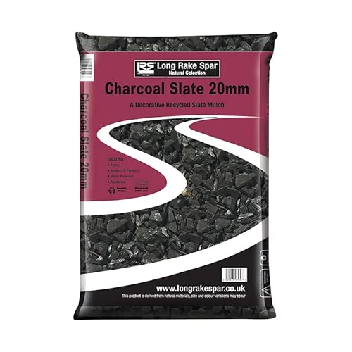 Suregreen Charcoal Grey Slate Chippings | 20mm | 20kg | Aggregates, Garden Pebbles, Garden Chippings, Driveway Stones/Sealer