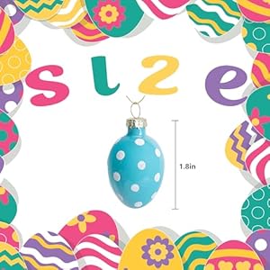 12 pcs glass easter hanging eggs 18 inch easter eggs hanging ornaments dots stripes easter decorations eggs tree ornaments for party birthday home garden decoration  urban country home decor