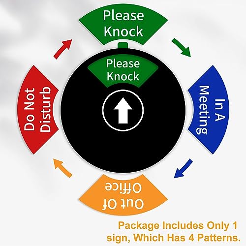 Image of Office Door Sign, Do Not Disturb /Out of Office /In a Meeting /Please Knock, Rotating Door Privacy Sign-6 Inch, Black