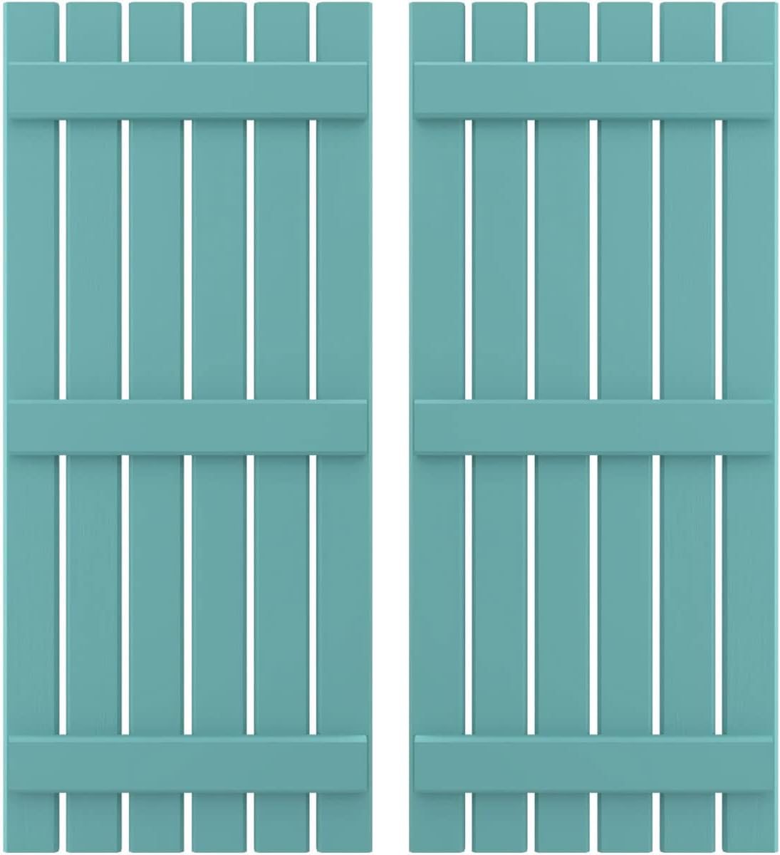 Ekena Millwork ARW401SB623X63PTH Americraft Six 3 Exterior Real Wood Spaced Board-n-Batten Shutters (Per Pair), Pure Turquoise