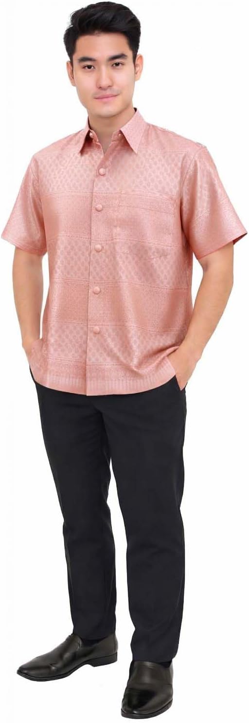 SIAM Regal Thai Wedding Shirt Men, Chut Thai Traditional Clothing, Thai Silk Groom Attire, Formal Ethnic Wear