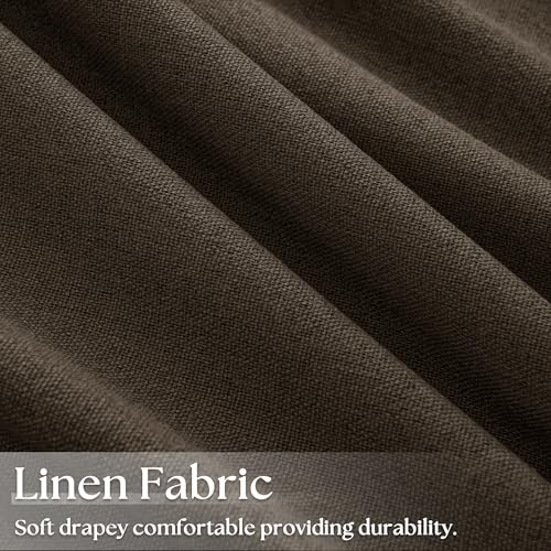 100% Blackout Linen Curtains 108 Inch Long 2 Panels Drapes Room Darkening Dark Black Out Curtain for Bedroom Living Room Drapes Bronze Grommet Top White Lining 52x108 Inch Chocolate Brown Chestnut by TWODRAPES - Image 4