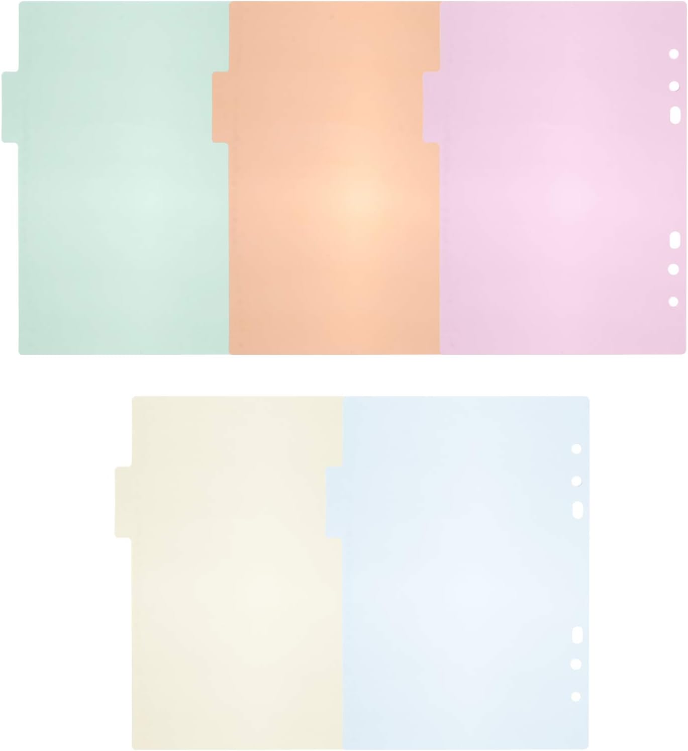 PATKAW A5 Color Binder Divider Labels, 10 Pcs, 21x15.9cm, A5 Dividers, Write& Erase Dividers, Insertable Binder Page, Translucent Binder Cards for Notebook