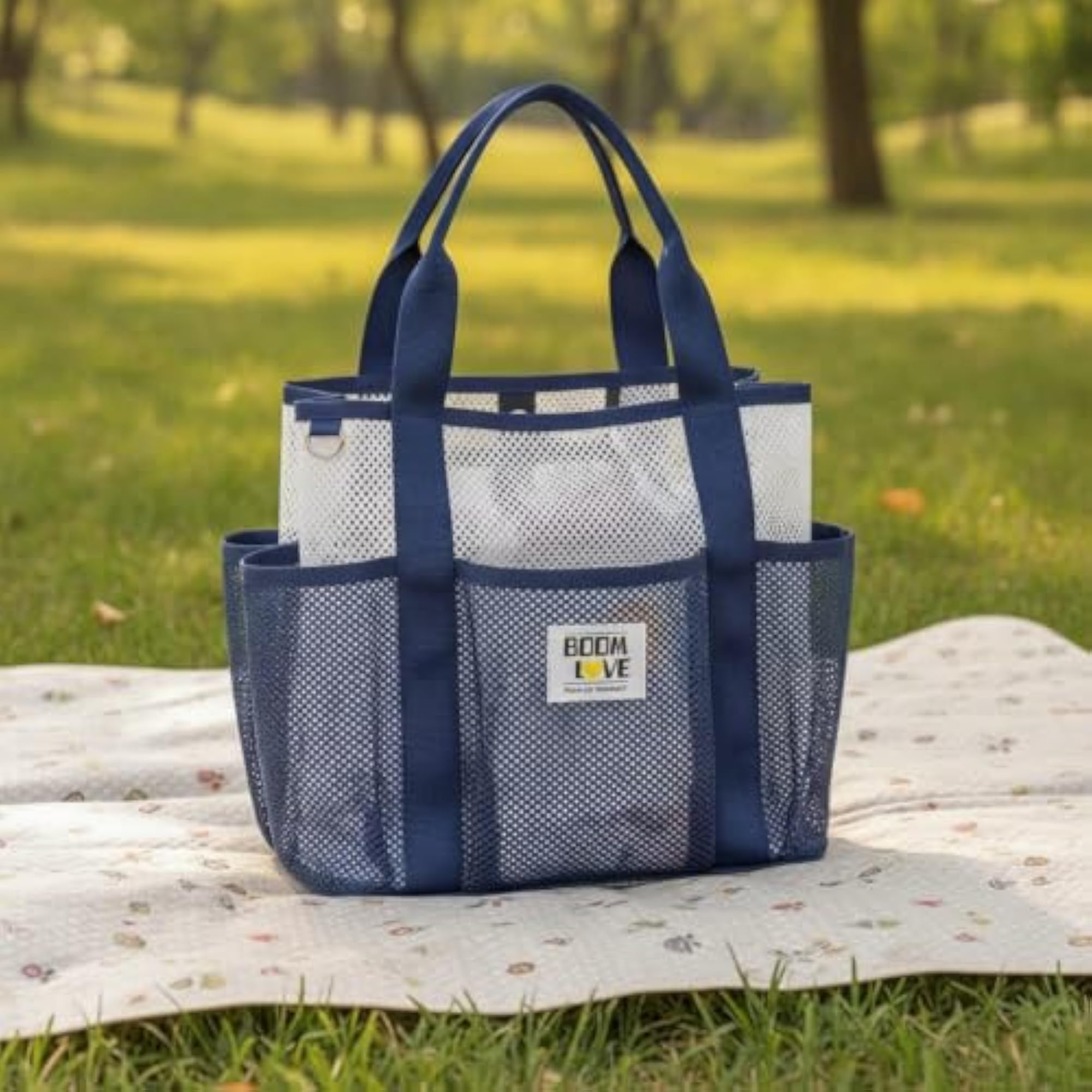 Multi-Pocket Mesh Beach Bag, Lightweight Quick-Drying Tote