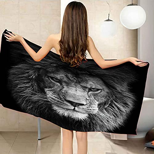 OBEZZX Serviette de Plage Lion 100x200 cm Serviettes de Bain Doux légère Microfibre Piscine Couverture de Plage Voyage Vacances Plage Cadeau pour Les Filles Femmes Cover