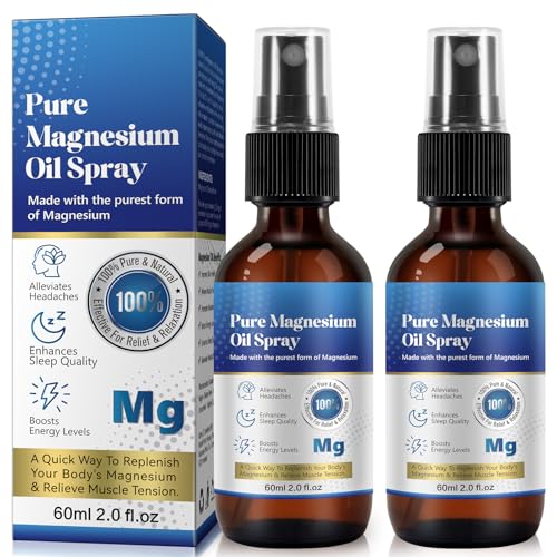 Aceite Magnesio 60ml, Aceite de Magnesio Tópico en Spray, Repone el Magnesio del Cuerpo, Spray de Magnesio Para Dormir, Seguro Y eficaz, Sin Gluten, Ayuda a la Recuperación Muscular