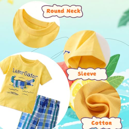 Image of Boy Shorts Sets Dinosaur Animal Print Shirt Summer Outfits Set 2pcs Casual Clothes