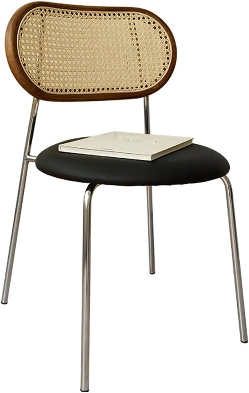 Rattan Dining Chairs Comfortable Leisure Metal Leg Balcony Makeup Adults Home Furniture