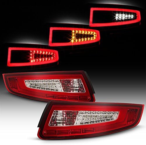 AKKON - For 05-08 Porsche 911 Carrera GT Targa Red Clear Lens LED Light Tube Tail Brake Light Lamps