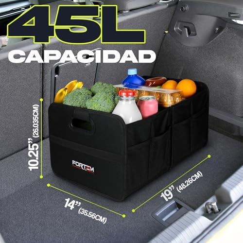 FORTEM Organizador de Maletero de Coche, Organizador Plegable de Dos Compartimentos, Almacenamiento Plegable Para SUV, Accesorios de Coche Para Mujeres y Hombres, Parte Inferior Antideslizante - imagen 2