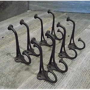 Midwest craft house 8 rustic cast iron coat hat wall hooks restore school farm towel bath kitchen  urban country home decor