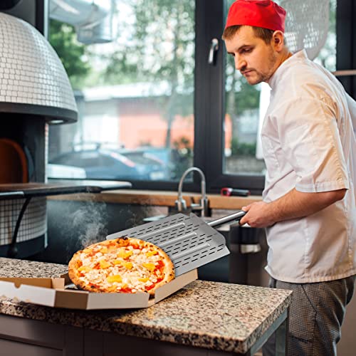 Blackhoso Upgraded 14" Pizza Peel With Extended Handle 304 Environmentally Friendly Stainless Steel Perforated Pizza Paddle For Outdoor Pizza Oven Accessories #TOP4