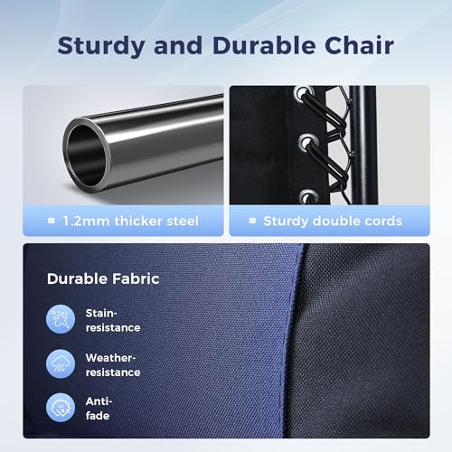 MAISON ARTS Padded Zero Gravity Lawn Chairs Set of 2 Foldable Patio Recliners Anti Gravity Lounge Chairs w/Pillow & Cup Holder Outdoor Camp Chairs for Poolside Backyard Beach, Blue - Thumbnail 4