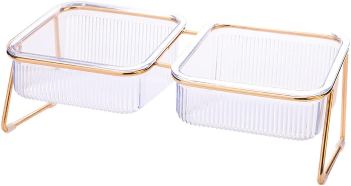 1set Elevated Double Bowl for Cats and Tilted Food and Water Bowl Easy to Prevents Spills for Store Use