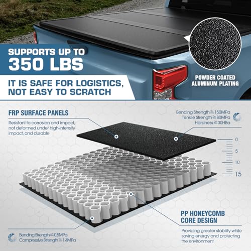 Image of DNA MOTORING Truck Bed Top Hard Solid Tri-Fold Tonneau Cover Compatible with 2015-2024 Ford F150 5.5 ft Bed, New Upgrade, TTC-HARD-015