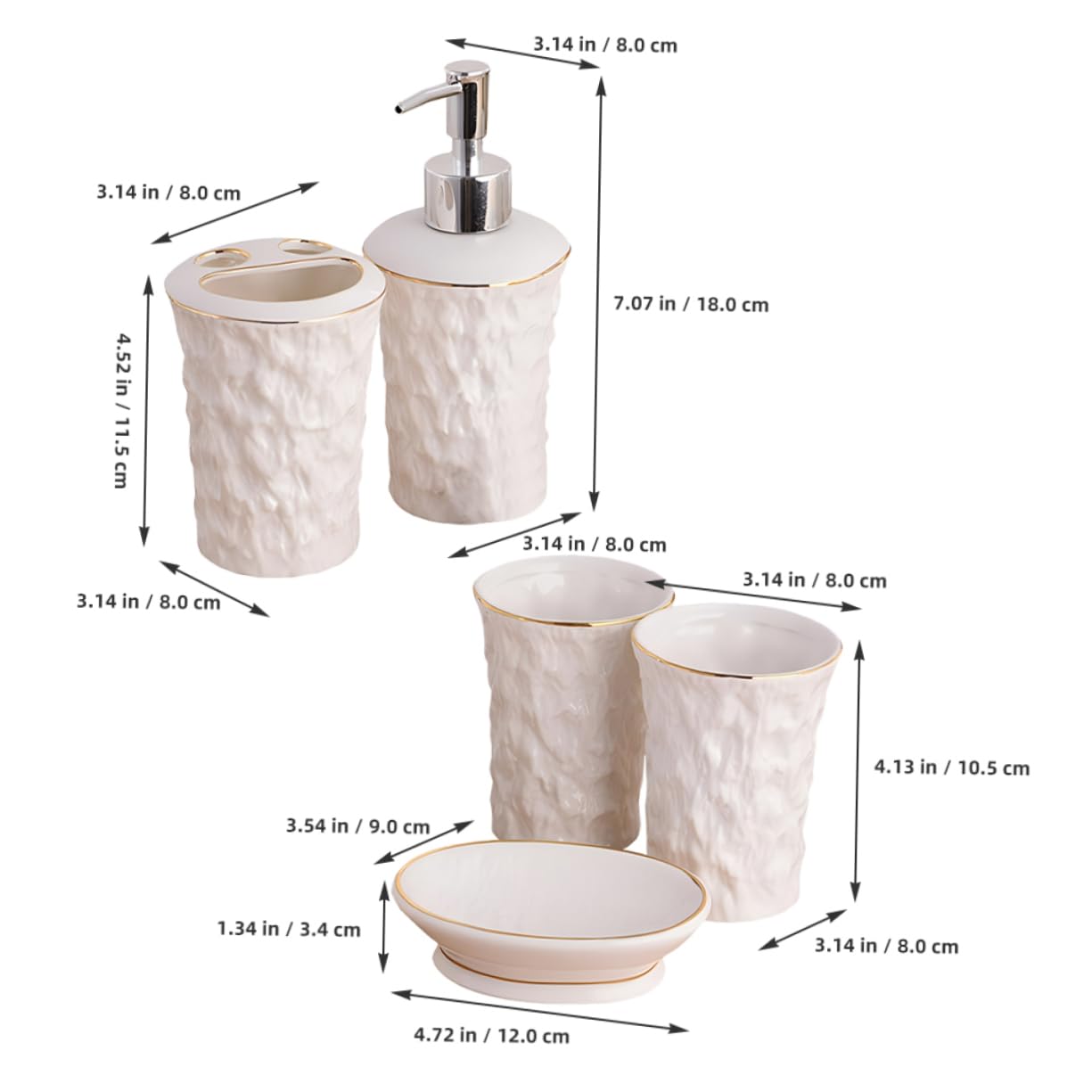 Cabilock Jabonera y Portacepillos De Cerámica Árbol De Pizarra Textura Dispensador De Jabón para Baño Vaso para Cepillo De Dientes Estilo Rústico Accesorios De Baño para Cocina