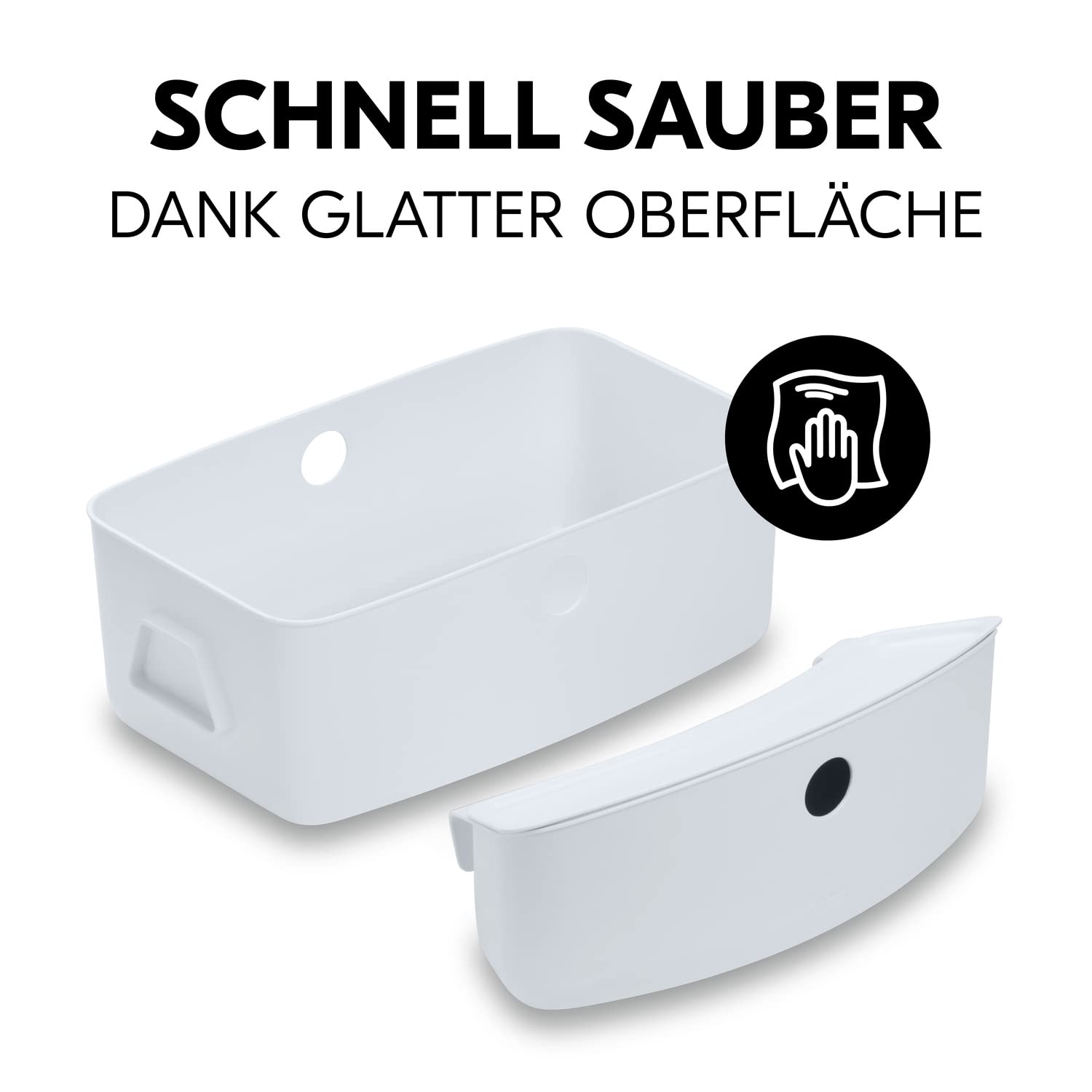 hauck Organizer Set, Weiß - Kompatibel mit Alpha+ & Beta+ Kinderhochstuhl, Großer Aufbewahrungskorb bis 5 kg & Kleine Hängebox mit Deckel bis 3 kg, Leicht Abwischbar