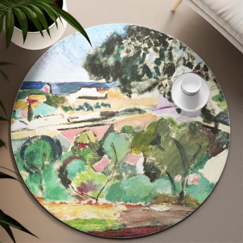 Tapis rond antidérapant et lavable pour sécuriser et décorer le salon