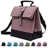 WISHBAX Insulated Lunch Bags for Women - Adult Lunch Box W/ Shoulder Strap, Womens Lunch Bags for Work Insulated - Portable Small Lunch Bag And Lunch Cooler Bag - Mens Lunch Box (Pink Brown)