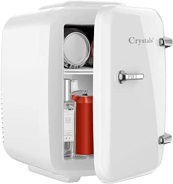 Crystals 4/10/15L Litre Mini Fridge, Table Top Small Fridge Cooler & Warmer for Car Bedrooms Desk Office, 12V DC - 220 AC, Mini Fridge for Bedrooms – Energy Efficient (White, 4L Litre) - View 2