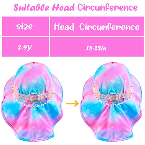 Girls Sun Hat For Kids Uv Protection Unicorn Summer Hat Beach Play Hats Wide Brim Neck Flap For Girls Ponytail Hat 2-9 Years (Purple Unicorn) #TOP7