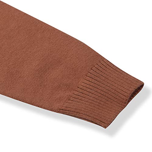 Cunyi Boys' Long Sleeve Crew Neck Cotton Pullover Knit Sweater, Brown, 130 #TOP4