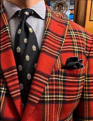 Men's Scotland Plaid Tweed Blazer for Casual Daily Christmas Formal Suit Jacket2