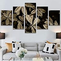 SIGNWIN 5 Panel Canvas Wall Art Modern Art Decorative Elements Expressive Leaves Multicolor Patterns Photography for Home Decorations Ready to Hang - 60