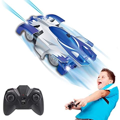 Pup Go Remote Control Wall Climbing Racing Car, Dual Mode 360° Rotating Stunt Gravity Defying Rechargeable LED Light, RC Radio Controlled Toys Best Gift for Boys Girls Kids Age 3 4 5 6 Year Old Blue Cover