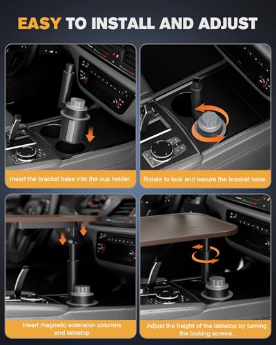Car Desk for Laptop, Car Table & Car Tray with 360° Rotating Cup Holder, Adjustable Height Car Table Tray, As Car Food Tray or Car Seat Tray, Compatible with Tesla Model 3/Y/S, Ford/Most Vehicles - image 7
