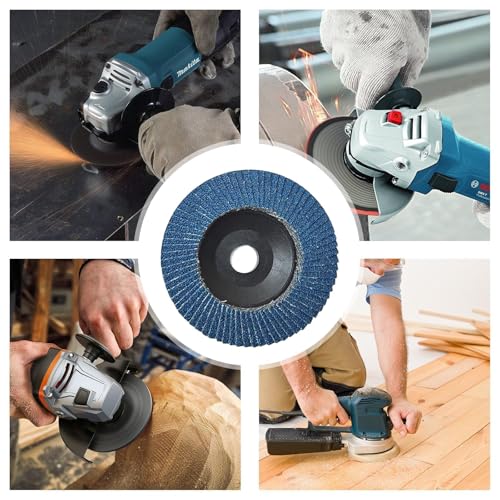 Oiieco 12 Stück Fächerscheiben, 75mm Korn 40/60/80/120 gemischtes Set, Schleifmopteller für Winkelschleifer Metall Holz Schleifscheibe Schleifmop Flap Disk, 3 Zoll Winkelschleifer, Blau