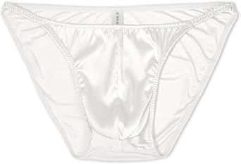 Mens 100% Mulberry Silk Underwear - Dual-Layer Pouch String Bikini
