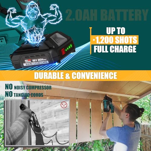 NEU MASTER Nail Gun Cordless, Cordless Brad Nailer with Depth Adjustment/1800pcs 18GA 50mm Nails, Multi-Usage Nail Guns for Trim, Molding, Woodwork, DIY Upholstery-18V Battery&Charger 4 NEU MASTER Nail Gun Cordless, Cordless Brad Nailer with Depth Adjustment/1800pcs 18GA 50mm Nails, Multi-Usage Nail Guns for Trim, Molding, Woodwork, DIY Upholstery-18V Battery&Charger - Image 4
