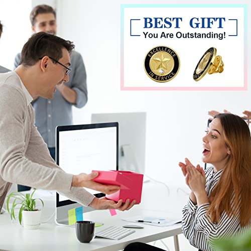 Dingion 12 Pcs Employee Of The Month Lapel Pin 3/4 Inch Enamel Recognition Pins To Reward Any Corporate For Employees (Excellence In Service) #TOP5