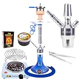 Amy Deluxe Shisha 068.02 Alu Luna S - 60 cm, Premium-Shisha-Set mit Kamin, Silikonschlauch-Set, Shiazo Dampfsteinen, Naturkohle & Kohleanzünder, Farbe:Blau RS Chrom