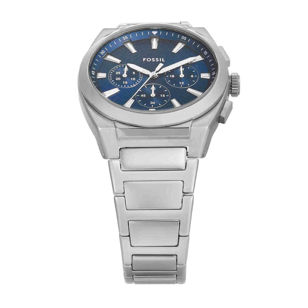 Fossil Everett Herrenuhr, Quarz-Chronographenwerk mit Edelstahl- oder Lederarmband