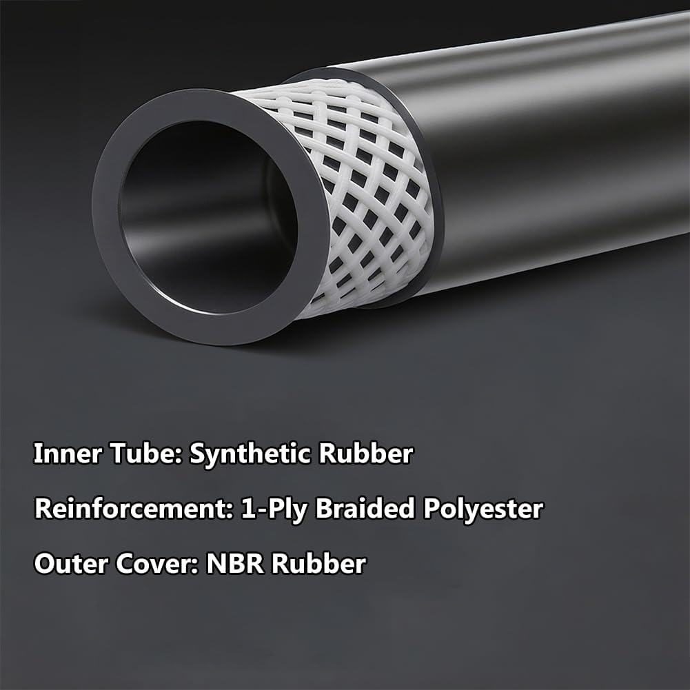 1/2 Transmission Oil Cooler Hose J1532 Fuel Line Hose 300PSI Push Lock with Clamps 20FT