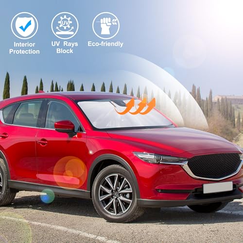 Image of Windshield Sun Shade Custom Fit for 2017-2024 2025 2026 Mazda CX5 CX-5 Accessories Front Window Sunshade Shield Blocker Keeps Car Cool