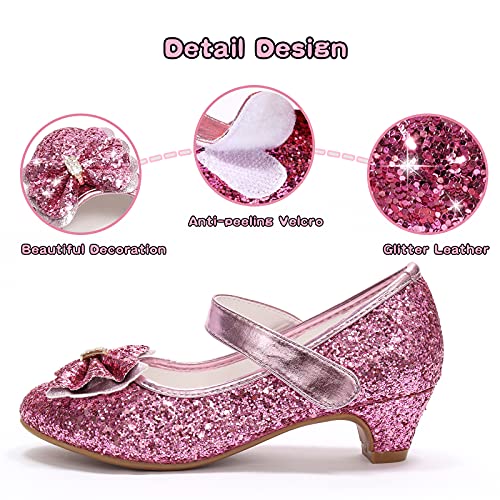Adamumu Pink Low Heel For Girls Mary Jane Pumps Flower Girl Weeding Party Shoes Big Little Toddler Kid Birthday Gift Wear In Formal Performance #TOP2
