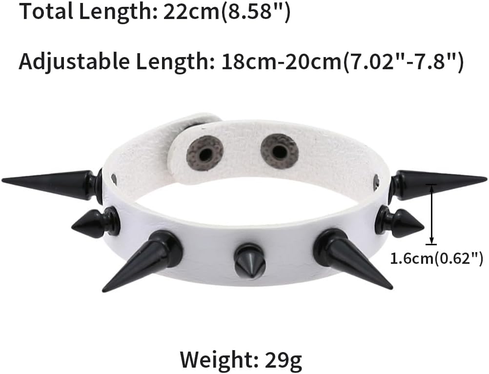 FM FM42 Multicolor PU Simulated Leather Black-tone Spikes Rivets Chain Collar Choker Necklace and Bracelet Set - Image 3