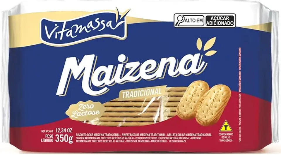 Biscoito Maizena Tradicional Vitamassa, Zero Lactose, 350g