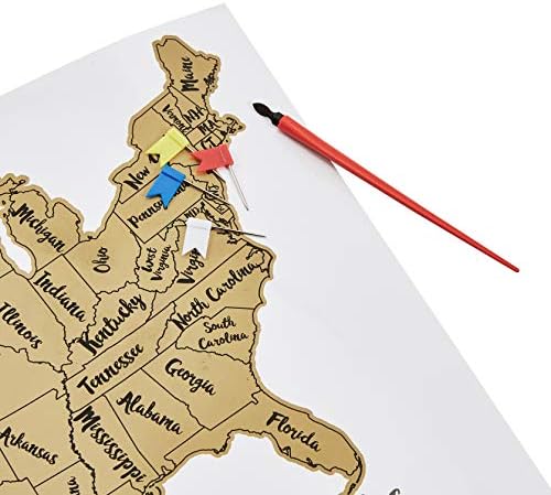 Amazon Basics Scratch Off Poster of The United States Map with Scratcher and Tracking Accessories, 43 x 30 cm