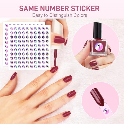 100 PCS Nail Swatch Sticks with labels, Clear Nail Display with Ring Holder, Nail Polish Practices Sticks, Nail Art Display for Nail Art Polish - Image 2