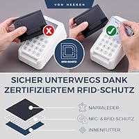 VON HEESEN Slim Wallet mit Münzfach & RFID-Schutz - Mini Geldbörse Herren & Damen - Kartenetui Kreditkartenetui - Portmonee Geldbeutel Portemonnaie klein Blau – Ansicht 4