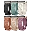 SNBLK 6 Pack Floral Engraved Bands Compatible with Apple Watch Bands 40mm 41mm 42mm 38mm 44mm 45mm 46mm 49mm Women Men, Silicone Flower Pattern Strap for iWatch Series 11 10 Se Ultra 9 8 7 6 5 4 3 2 1