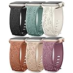 SNBLK 6 Pack Floral Engraved Bands Compatible with Apple Watch Bands for Women & Men, Soft Silicone Cute Flower Pattern Sport Strap for iWatch Series 1-10, Ultra, SE
