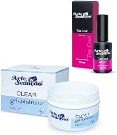 Kit Gel Led Uv Transparente Clear 24g + Top Coat Brilho 10ml