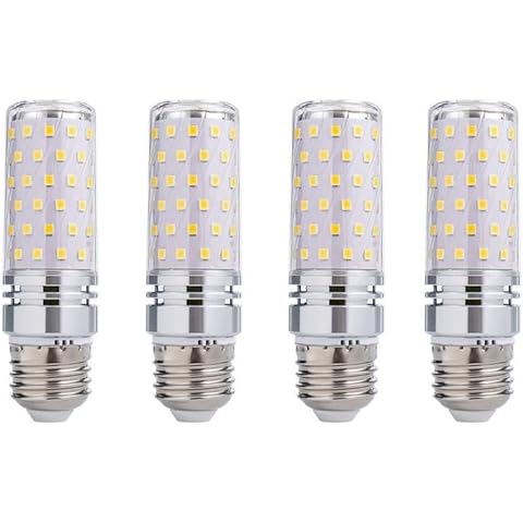 KONPWAY 12W LED Corn Light Bulb - Equivalent 120W Incandescent, 1200LM, E26 Base Warm White 3000K Non-Dimmable, 4-Pack Cover