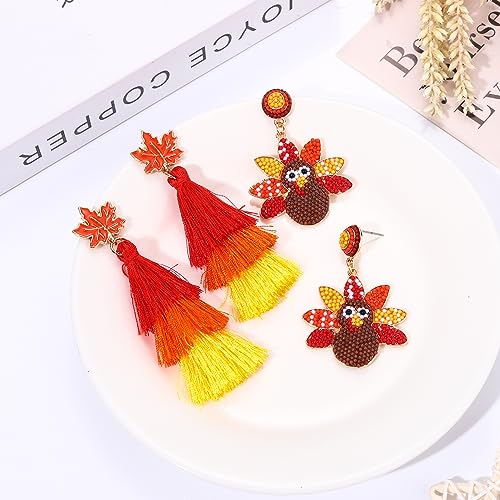 Thanksgiving-Fall-Earrings-for-Women-Beaded-Maple-Leaf-Pumpkin-Turkey-Earrings-Handmade-Gobble-Drop-Dangle-Earrings-Autumn-Fall-Gifts-Holiday-Party-Accessory