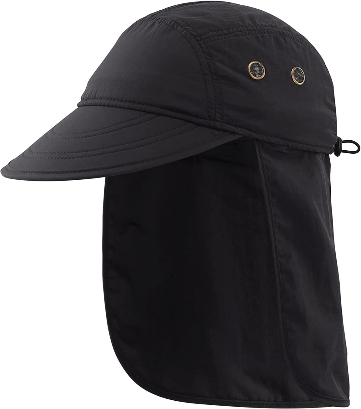 Magracy Men's Summer UPF 50+ Fishing Cap with Neck Flap Sun Protection Quick Dry Black
